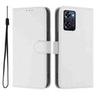 For OPPO Reno9 A Skin Feel Solid Color Leather Phone Case with Lanyard(White) - 2