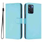 For OPPO Reno9 A Skin Feel Solid Color Leather Phone Case with Lanyard(Sky Blue) - 2