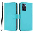 For OPPO Reno9 A Skin Feel Solid Color Leather Phone Case with Lanyard(Lake Blue) - 2