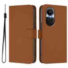 For OPPO Reno10 Global Skin Feel Solid Color Leather Phone Case with Lanyard(Brown) - 2