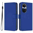 For OPPO Reno10 Global Skin Feel Solid Color Leather Phone Case with Lanyard(Dark Blue) - 2