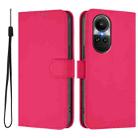 For OPPO Reno10 Global Skin Feel Solid Color Leather Phone Case with Lanyard(Rose Red) - 2