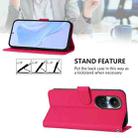 For OPPO Reno10 Global Skin Feel Solid Color Leather Phone Case with Lanyard(Rose Red) - 3