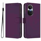 For OPPO Reno10 Global Skin Feel Solid Color Leather Phone Case with Lanyard(Violet) - 2