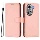 For OPPO Reno11 5G Global Skin Feel Solid Color Leather Phone Case with Lanyard(Pink) - 2