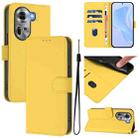For OPPO Reno11 5G Global Skin Feel Solid Color Leather Phone Case with Lanyard(Lemon Yellow) - 1