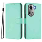 For OPPO Reno11 5G Global Skin Feel Solid Color Leather Phone Case with Lanyard(Mint Green) - 2