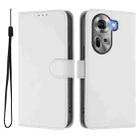 For OPPO Reno11 5G Global Skin Feel Solid Color Leather Phone Case with Lanyard(White) - 2
