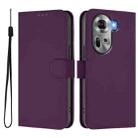 For OPPO Reno11 5G Global Skin Feel Solid Color Leather Phone Case with Lanyard(Violet) - 2