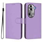 For OPPO Reno11 Pro 5G Global Skin Feel Solid Color Leather Phone Case with Lanyard(Lavender Purple) - 2