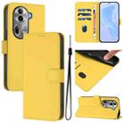 For OPPO Reno11 Pro 5G Global Skin Feel Solid Color Leather Phone Case with Lanyard(Lemon Yellow) - 1