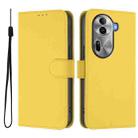 For OPPO Reno11 Pro 5G Global Skin Feel Solid Color Leather Phone Case with Lanyard(Lemon Yellow) - 2