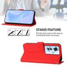 For OPPO Reno11 F 5G Global Skin Feel Solid Color Leather Phone Case with Lanyard(Red) - 3