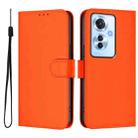 For OPPO Reno11 F 5G Global Skin Feel Solid Color Leather Phone Case with Lanyard(Orange) - 2