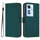 For OPPO Reno11 F 5G Global Skin Feel Solid Color Leather Phone Case with Lanyard(Dark Green) - 2