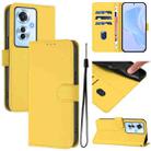 For OPPO Reno11 F 5G Global Skin Feel Solid Color Leather Phone Case with Lanyard(Lemon Yellow) - 1