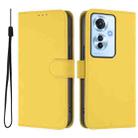 For OPPO Reno11 F 5G Global Skin Feel Solid Color Leather Phone Case with Lanyard(Lemon Yellow) - 2