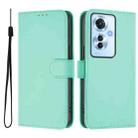 For OPPO Reno11 F 5G Global Skin Feel Solid Color Leather Phone Case with Lanyard(Mint Green) - 2