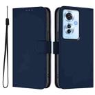 For OPPO Reno11 F 5G Global Skin Feel Solid Color Leather Phone Case with Lanyard(Navy Blue) - 2