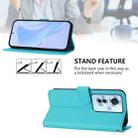 For OPPO Reno11 F 5G Global Skin Feel Solid Color Leather Phone Case with Lanyard(Lake Blue) - 3