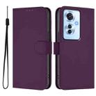 For OPPO Reno11 F 5G Global Skin Feel Solid Color Leather Phone Case with Lanyard(Violet) - 2