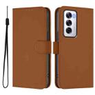 For OPPO Reno12 5G Global Skin Feel Solid Color Leather Phone Case with Lanyard(Brown) - 2