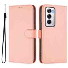 For OPPO Reno12 5G Global Skin Feel Solid Color Leather Phone Case with Lanyard(Pink) - 2