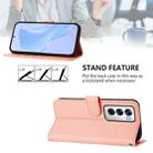 For OPPO Reno12 5G Global Skin Feel Solid Color Leather Phone Case with Lanyard(Pink) - 3