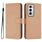 For OPPO Reno12 5G Global Skin Feel Solid Color Leather Phone Case with Lanyard(Nude) - 2