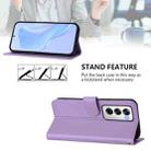 For OPPO Reno12 5G Global Skin Feel Solid Color Leather Phone Case with Lanyard(Lavender Purple) - 3