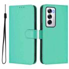 For OPPO Reno12 5G Global Skin Feel Solid Color Leather Phone Case with Lanyard(Green) - 2