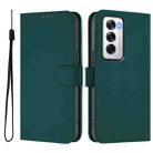 For OPPO Reno12 5G Global Skin Feel Solid Color Leather Phone Case with Lanyard(Dark Green) - 2