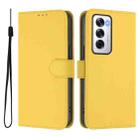 For OPPO Reno12 5G Global Skin Feel Solid Color Leather Phone Case with Lanyard(Lemon Yellow) - 2