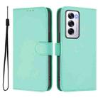 For OPPO Reno12 5G Global Skin Feel Solid Color Leather Phone Case with Lanyard(Mint Green) - 2