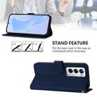 For OPPO Reno12 5G Global Skin Feel Solid Color Leather Phone Case with Lanyard(Navy Blue) - 3