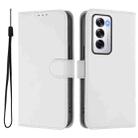 For OPPO Reno12 5G Global Skin Feel Solid Color Leather Phone Case with Lanyard(White) - 2