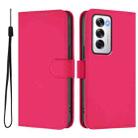For OPPO Reno12 5G Global Skin Feel Solid Color Leather Phone Case with Lanyard(Rose Red) - 2