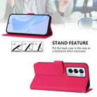 For OPPO Reno12 5G Global Skin Feel Solid Color Leather Phone Case with Lanyard(Rose Red) - 3