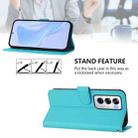 For OPPO Reno12 5G Global Skin Feel Solid Color Leather Phone Case with Lanyard(Lake Blue) - 3