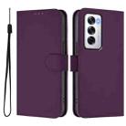 For OPPO Reno12 5G Global Skin Feel Solid Color Leather Phone Case with Lanyard(Violet) - 2