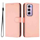 For OPPO Reno12 Pro 5G Global Skin Feel Solid Color Leather Phone Case with Lanyard(Pink) - 2