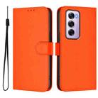For OPPO Reno12 Pro 5G Global Skin Feel Solid Color Leather Phone Case with Lanyard(Orange) - 2