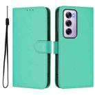 For OPPO Reno12 Pro 5G Global Skin Feel Solid Color Leather Phone Case with Lanyard(Green) - 2