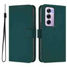 For OPPO Reno12 Pro 5G Global Skin Feel Solid Color Leather Phone Case with Lanyard(Dark Green) - 2