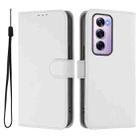 For OPPO Reno12 Pro 5G Global Skin Feel Solid Color Leather Phone Case with Lanyard(White) - 2