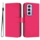 For OPPO Reno12 Pro 5G Global Skin Feel Solid Color Leather Phone Case with Lanyard(Rose Red) - 2
