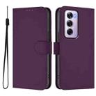 For OPPO Reno12 Pro 5G Global Skin Feel Solid Color Leather Phone Case with Lanyard(Violet) - 2