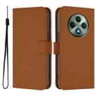 For OPPO Reno12 F Global Skin Feel Solid Color Leather Phone Case with Lanyard(Brown) - 2