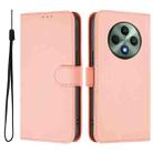 For OPPO Reno12 F Global Skin Feel Solid Color Leather Phone Case with Lanyard(Pink) - 2