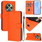 For OPPO Reno12 F Global Skin Feel Solid Color Leather Phone Case with Lanyard(Orange) - 1